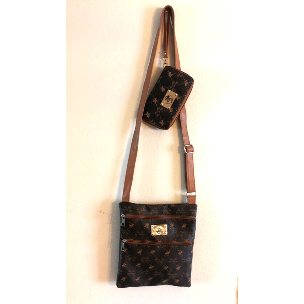 Lot New without tag Women Brown Beverly Hills Polo Club Crossbody Purse & Wallet